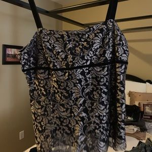 Black and lace with velvet straps